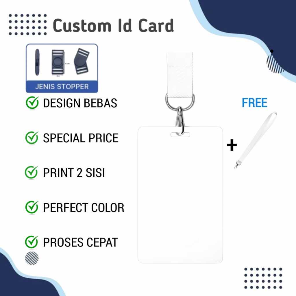 

Cetak ID Card Custom + Free Lanyard | Kartu Panitia, Karyawan, Sekolah, Event, Name Tag