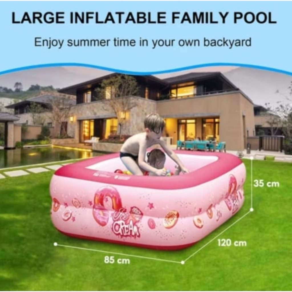 Kolam Renang Anak Jumbo 2 Rings Kolam Renang Keluarga Tiup Besar Family Inflatable Swimming Pool Lua