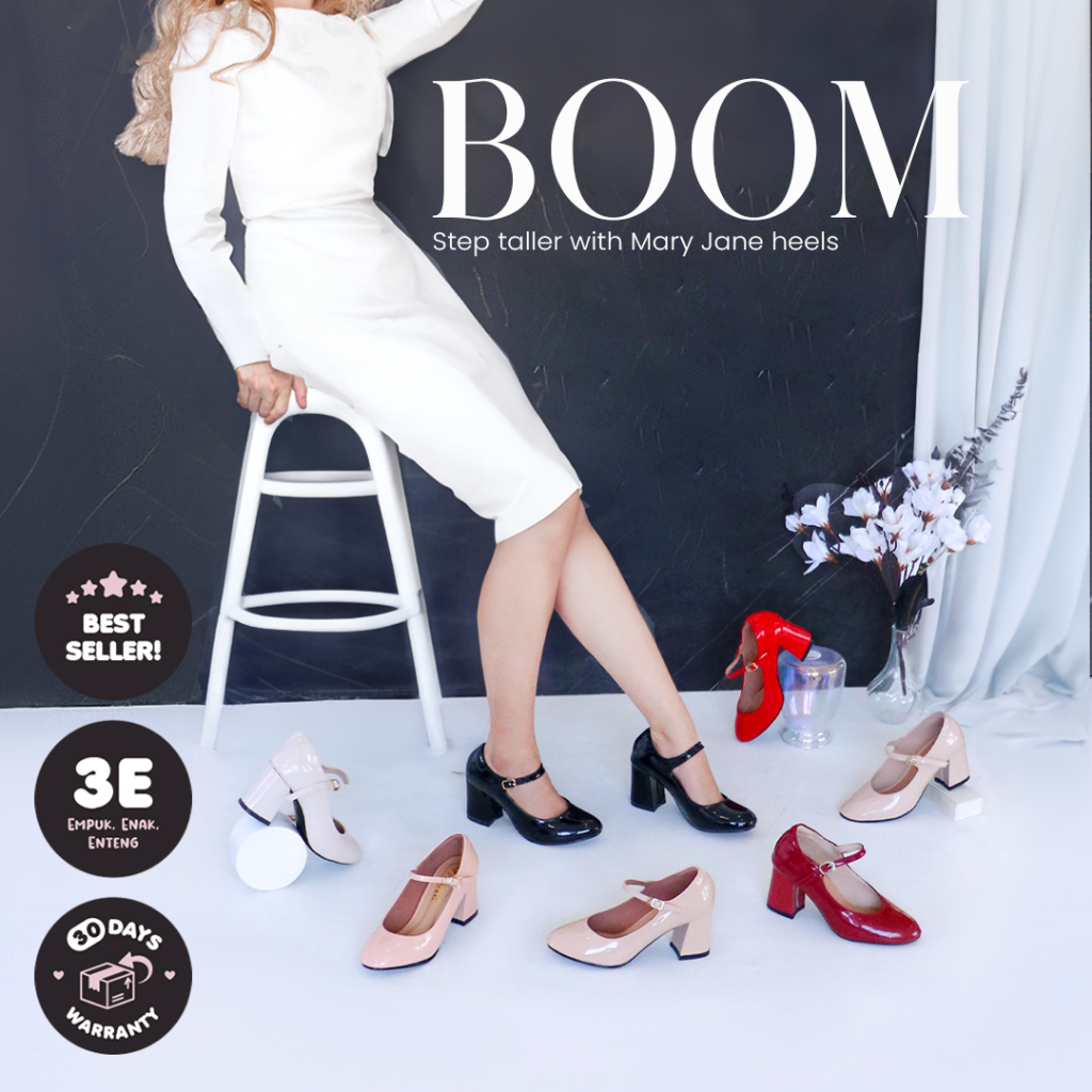 Alivelovearts Boom Heels 7cm Pantofel Kerja Heel Hak tahu 7 cm Sepatu Kantor Wanita