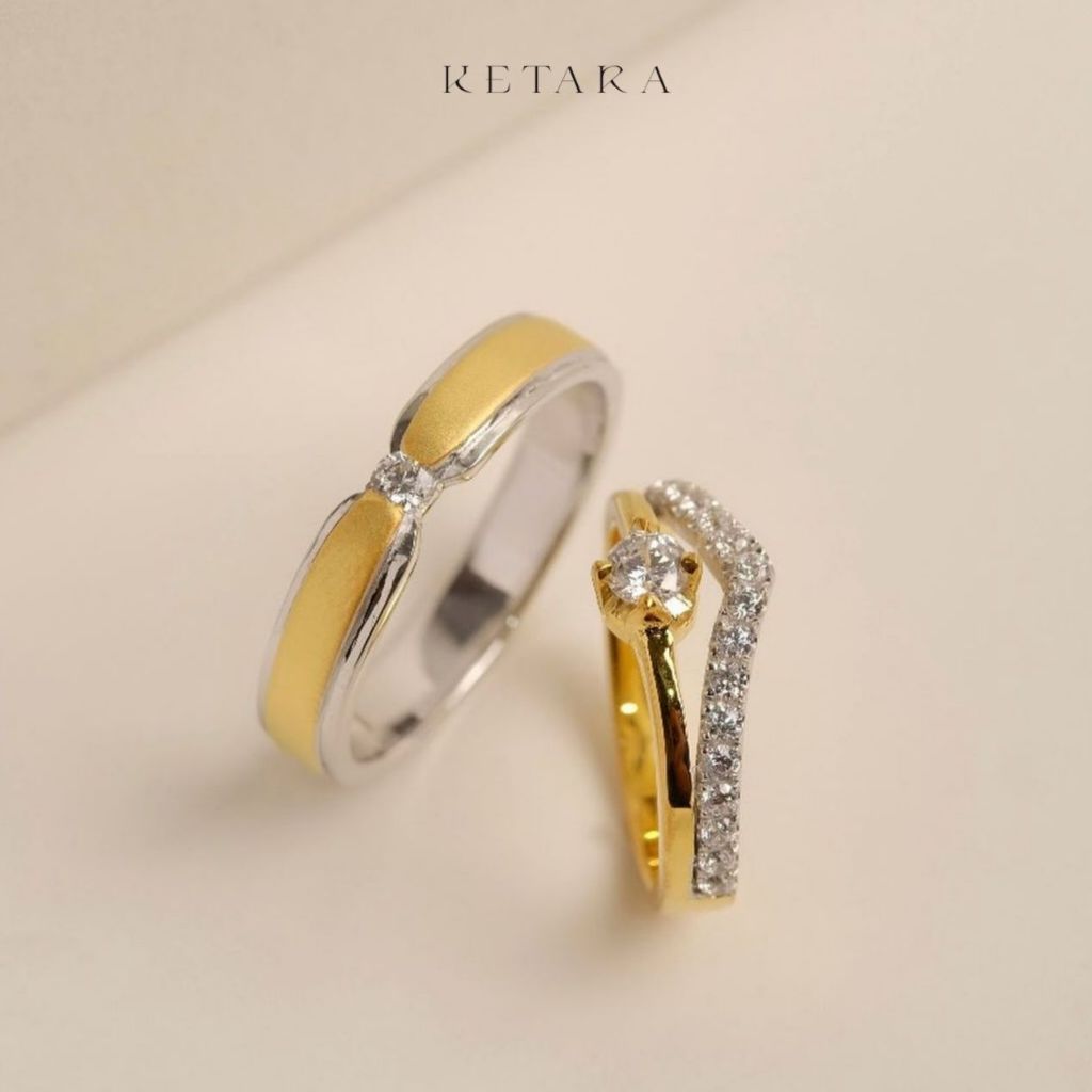 Cincin Kawin Tunangan Cincin Tunangan Cincin Couple Palladium dan Gold