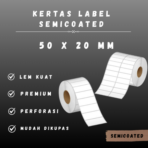 

SC 50 X 20 CORE 1 INCH 50X20MM 50 X 20 MM 5X2 CM 5 X 2 CM BARCODE LABEL SEMICOAT SC SEMICOATED STICKER STIKER 2000 PCS