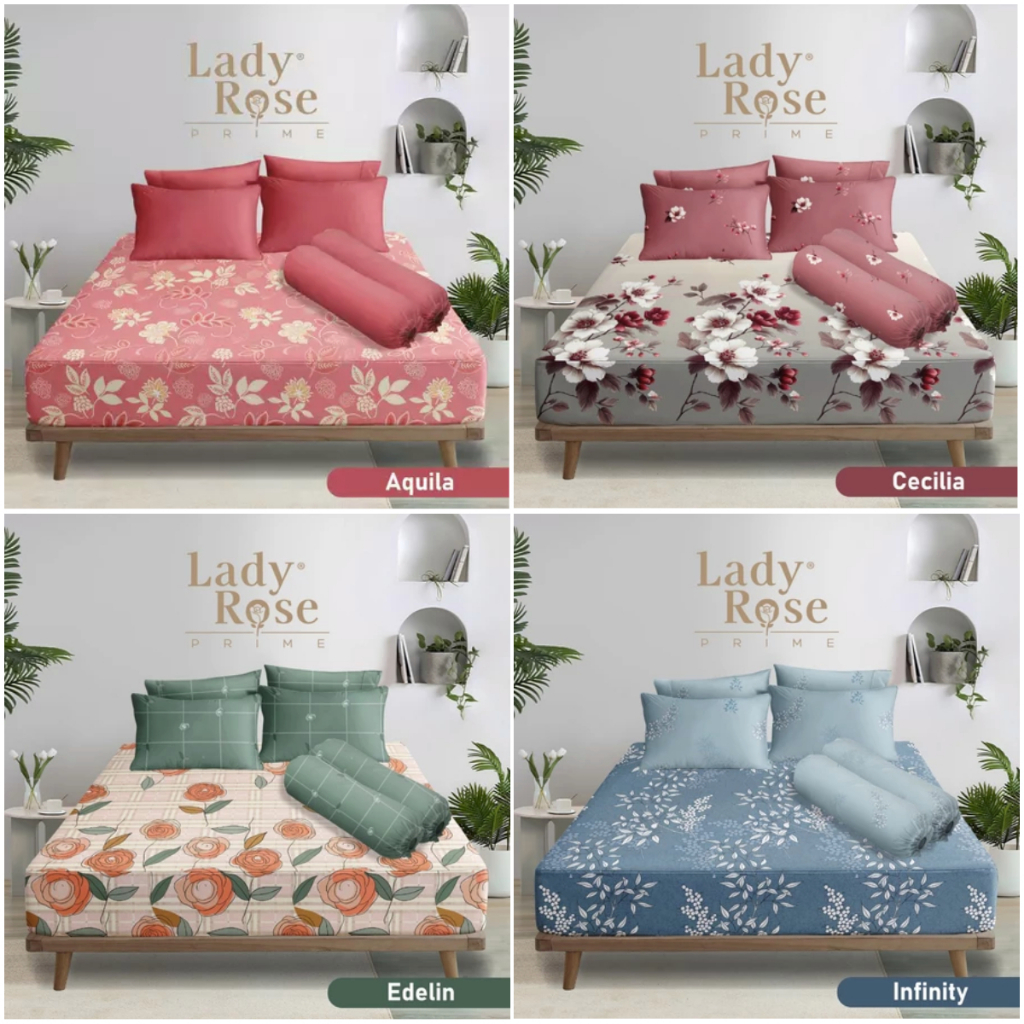 Sprei Lady Rose Prime Size 180 x 200 ( 6 kaki ) Tinggi 30 cm  Motif Bunga 2