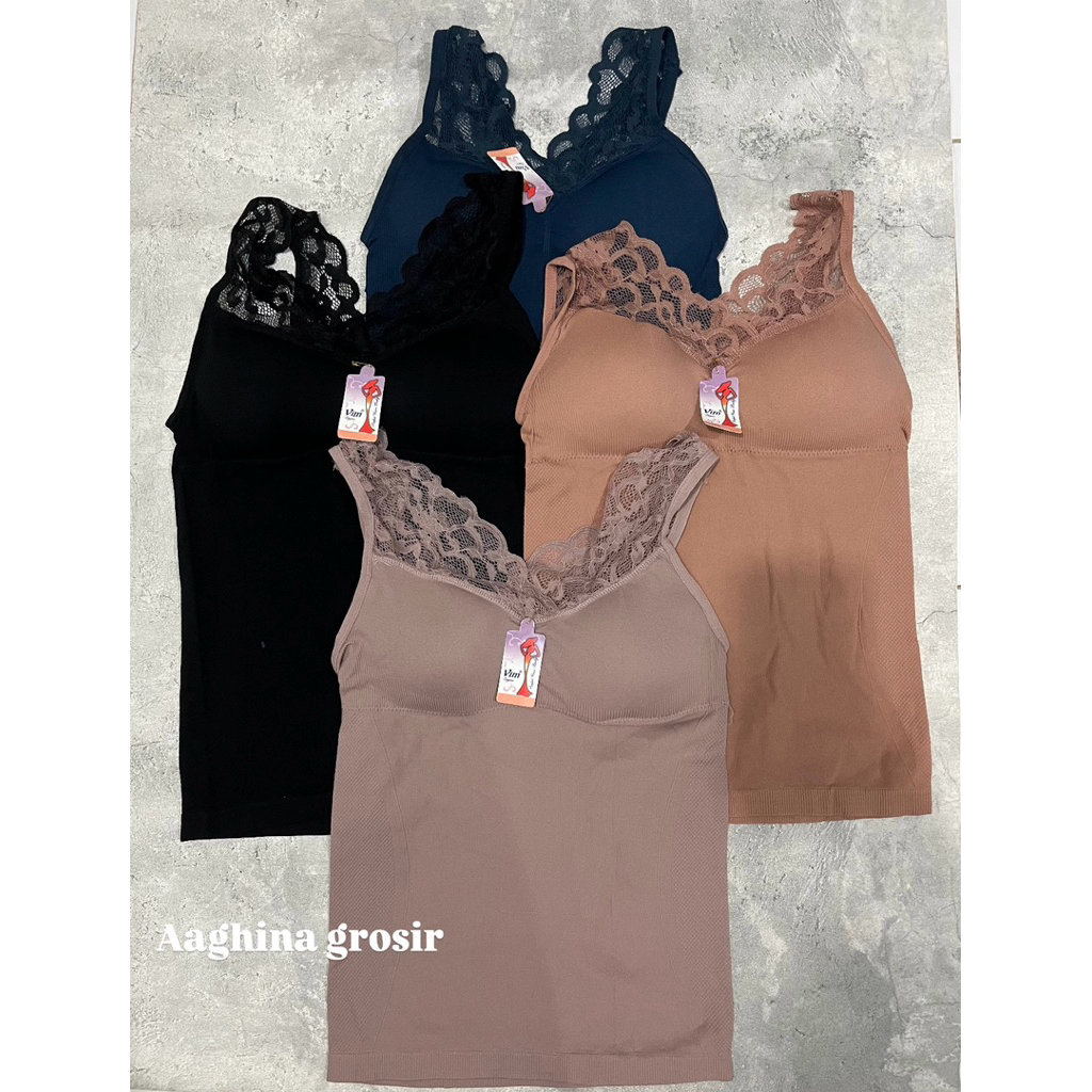 TANKTOP BRA BUSA TALI RENDA - TANKTOP RENDA WANITA BRA ADA BUSA TANPA KAWAT