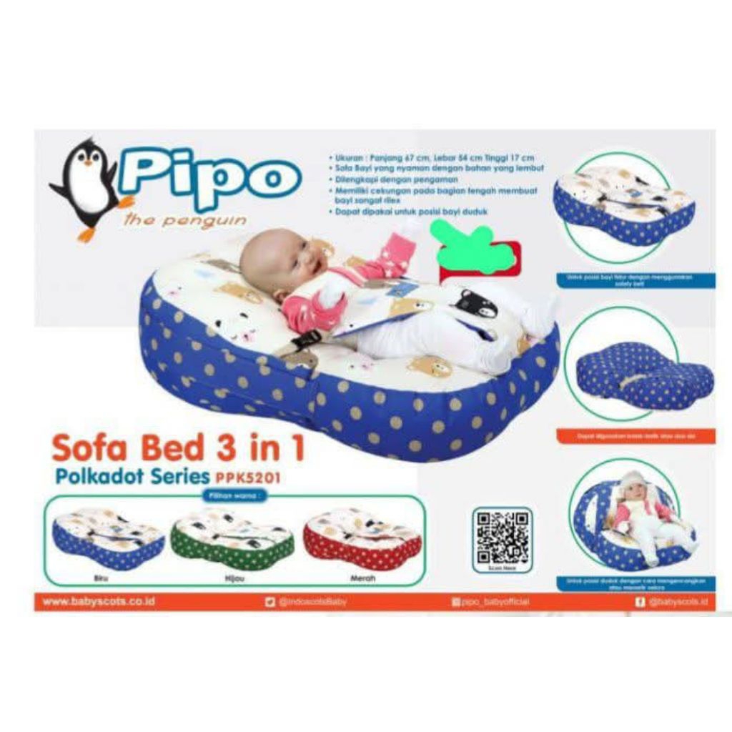 Pipo Sofa Bed 3in1 Polkadot Series PPK5201