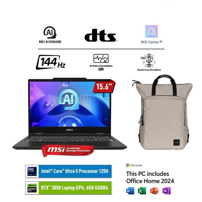 MSI Venture Pro 15 AI A1UDXG Intel Core™ Ultra 5 125H 16GB SSD 512GB 15.6" RTX3050 W11+OH2024
