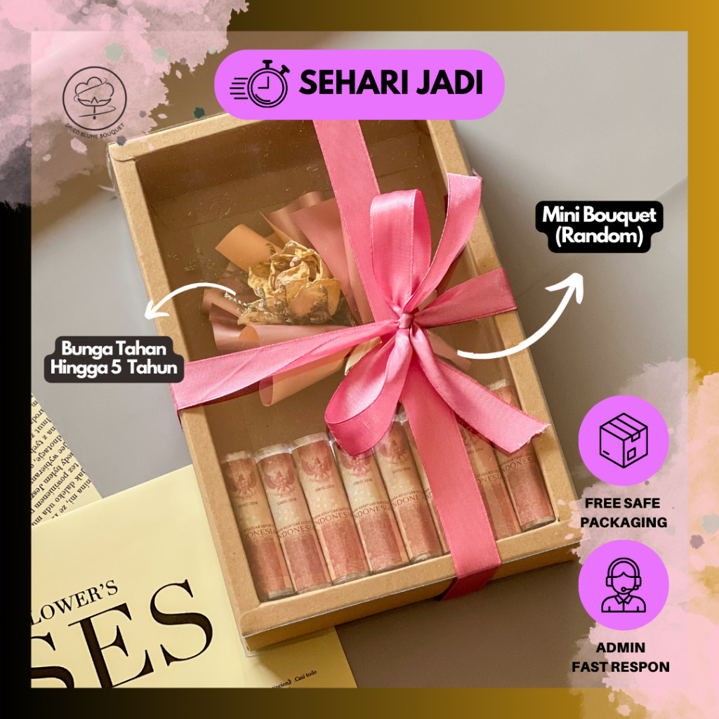 Hadiah Ulang Tahun Kado Wisuda Pacar Box Flower Money Box Dried Flower