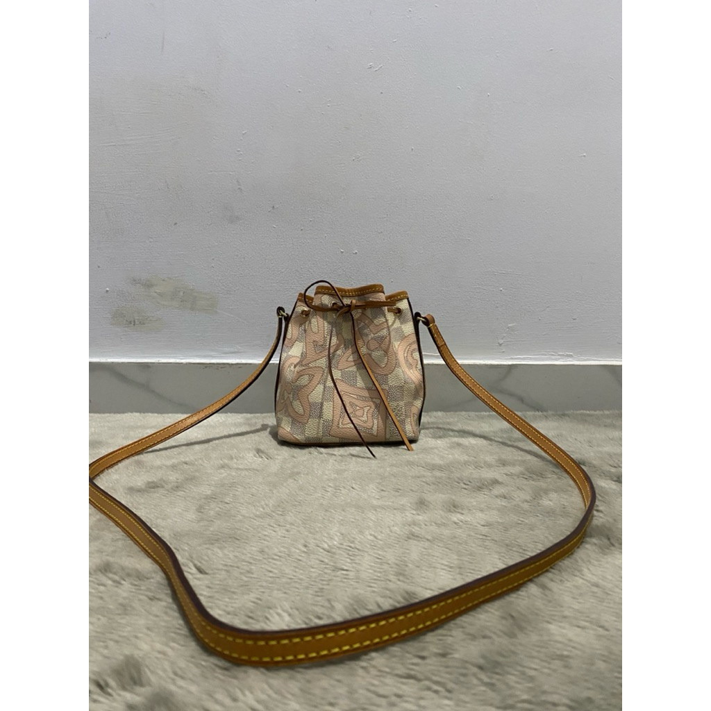sling bag serut mini kotak kotak kulit preloved