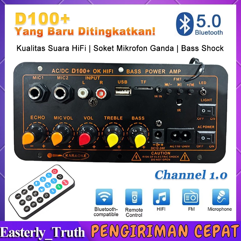 D100+ Amplifier Board Bluetooth 5.0 Subwoofer DIY 300W AC 220V 12V 24V Kit Mobil HIFI Amplifier Subw