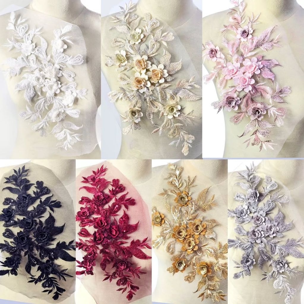 lace bordir bunga 3d