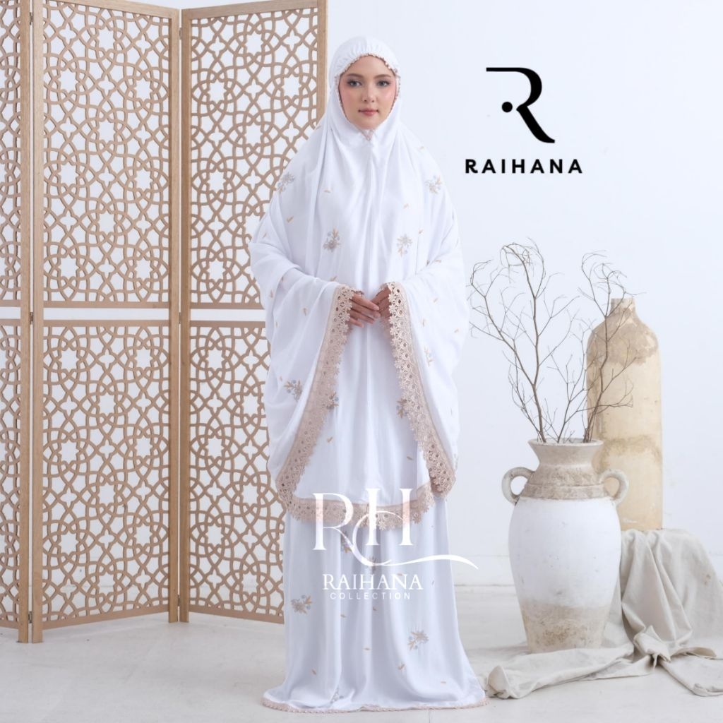 RAIHANA|Mukena katun Rayon Twill premium Motif Shakufa
