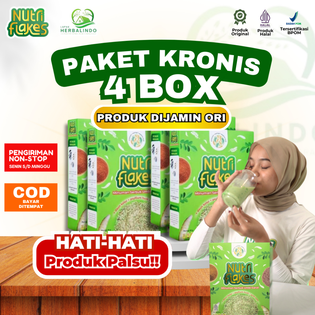 

Paket 4 Box Nutriflakes - Sereal untuk Mengatasi Asam Lambung, Maag dan GERD