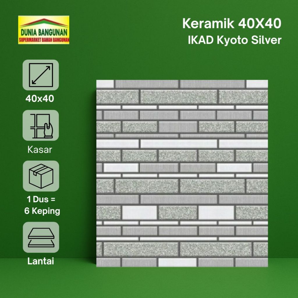 Keramik Lantai Kasar 40X40 IKAD Kyoto Silver Keramik Lantai Garasi