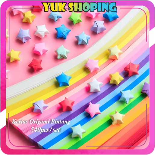 

YUKSHOPING 540pcs Kertas Origami Bintang Diy Berwarna Star Paper Craft Handmade R1368