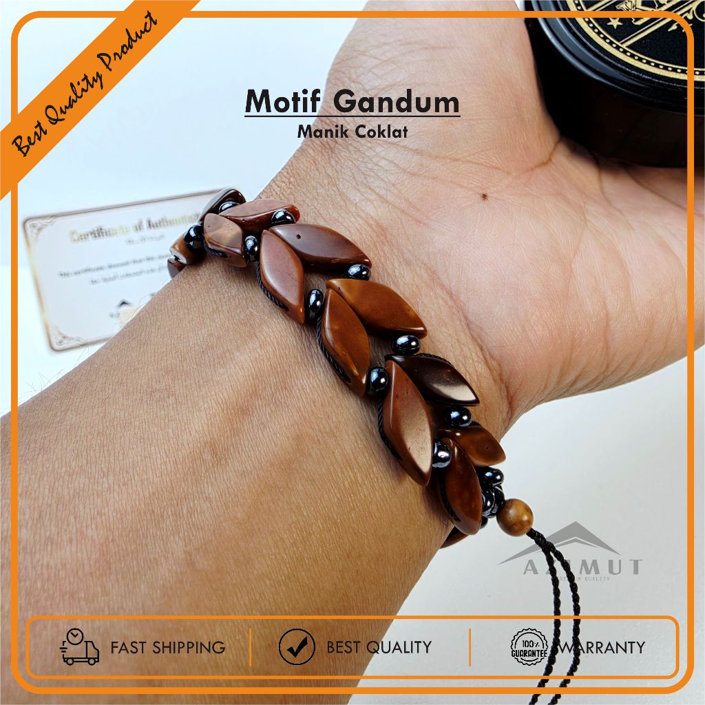 Gelang Kokka kaukah Asli Bersertifikat / Gelang Kokka Kokka Azimut pria wanita Motif Gandum Manik
