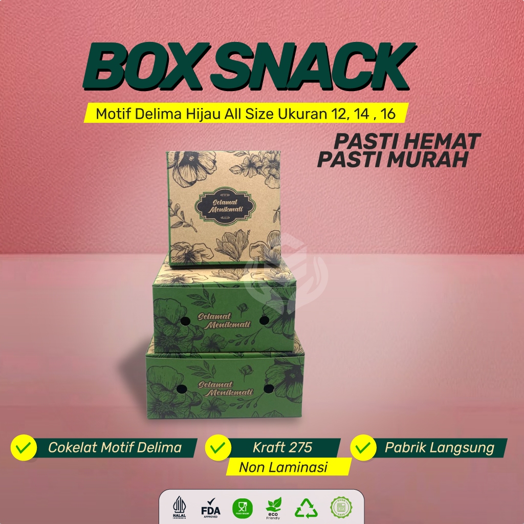 Dus Kue 12x12 12x14 12x16 Dus Kue Roti Cemilan Nasi Makanan Box Snack Motif