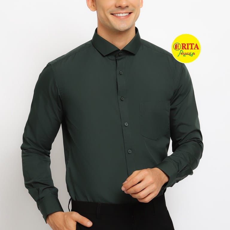 Kemeja Polos Dark Green Carlos Moreno Pria Dewasa - RITA
