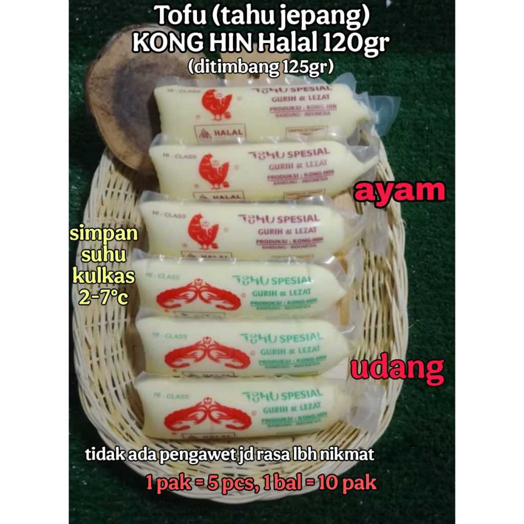 

Tofu tahu jepang Kong Hin Halal Lembut Murah 120g per 1 pak isi 5