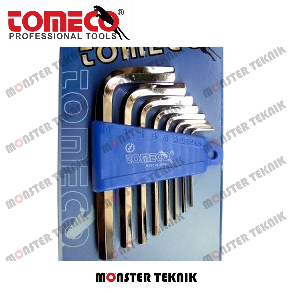 Kunci L Pendek Set 8Pcs (2-10mm) Tomeco Hex Key Short Set