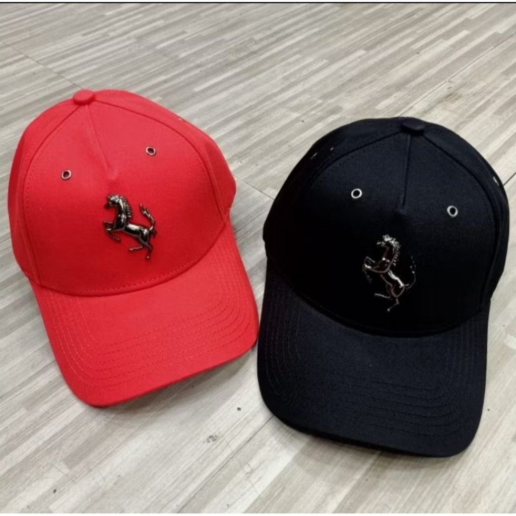Topi baseball ferrari logo besi topi import quality