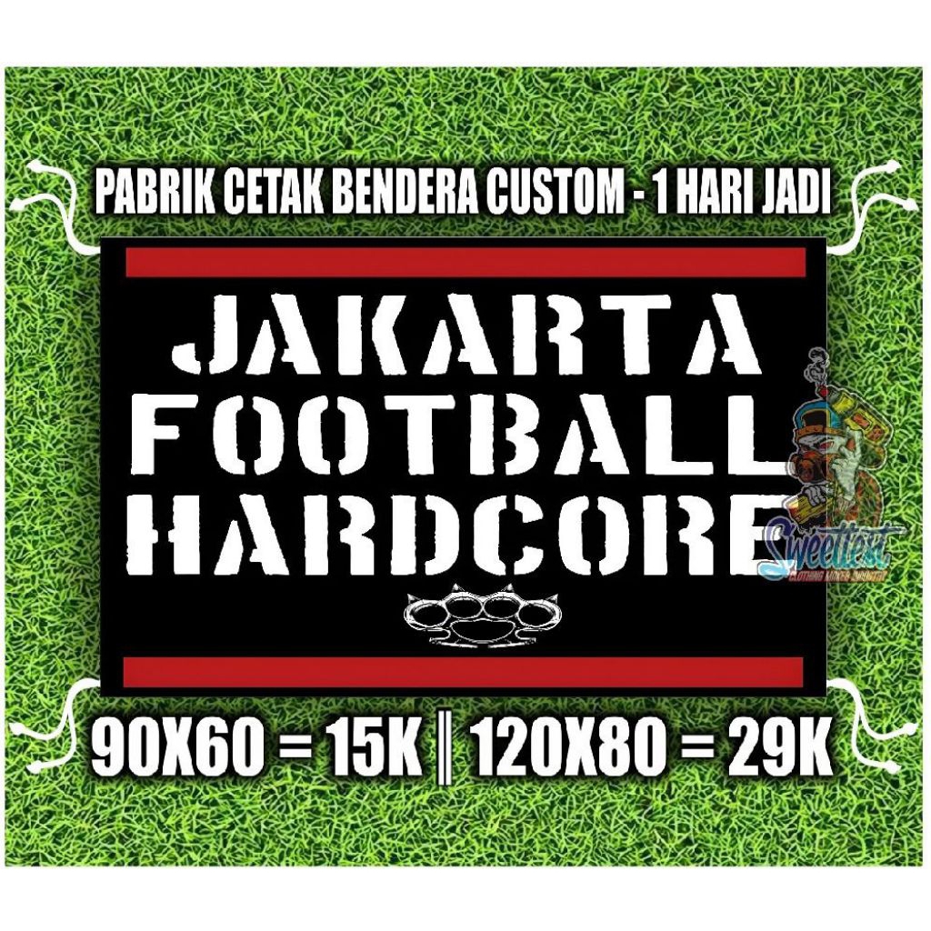 READY STOK + FREE STICKER, BENDERA PERSIJA JAKARTA, BENDERA PRINTING PERSIJA, MINIFLAG PERSIJA, GIAN