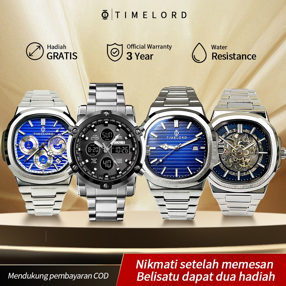 Jam Tangan Pria Original 100% Timelord 1190 / 2066 / 2090/ Jam Tangan Skmei Pria COD Jam Skmei Tanga