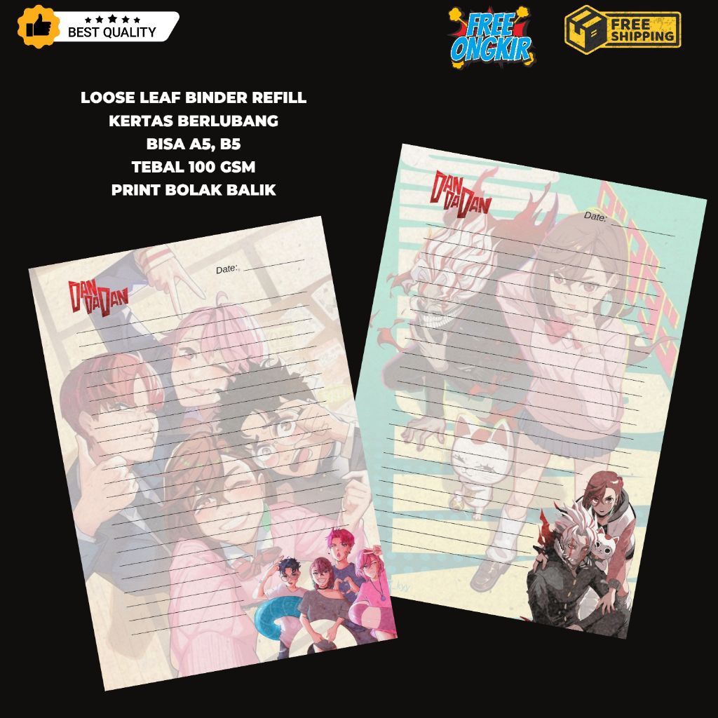 Loose Leaf A5/B5 DANDADAN | Binder Refill Motif Anime Keren A5/B5