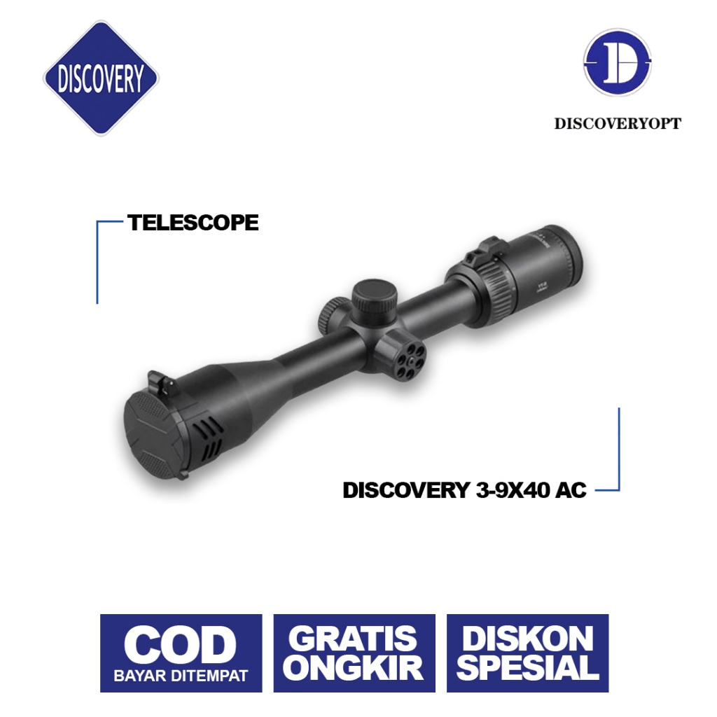 DISCOVERY 3-9X40 AC - TELESCOPE DISCOVERY VTR 3-9x40AC RETIKEL HK TEROPONG SENAPAN ANGIN