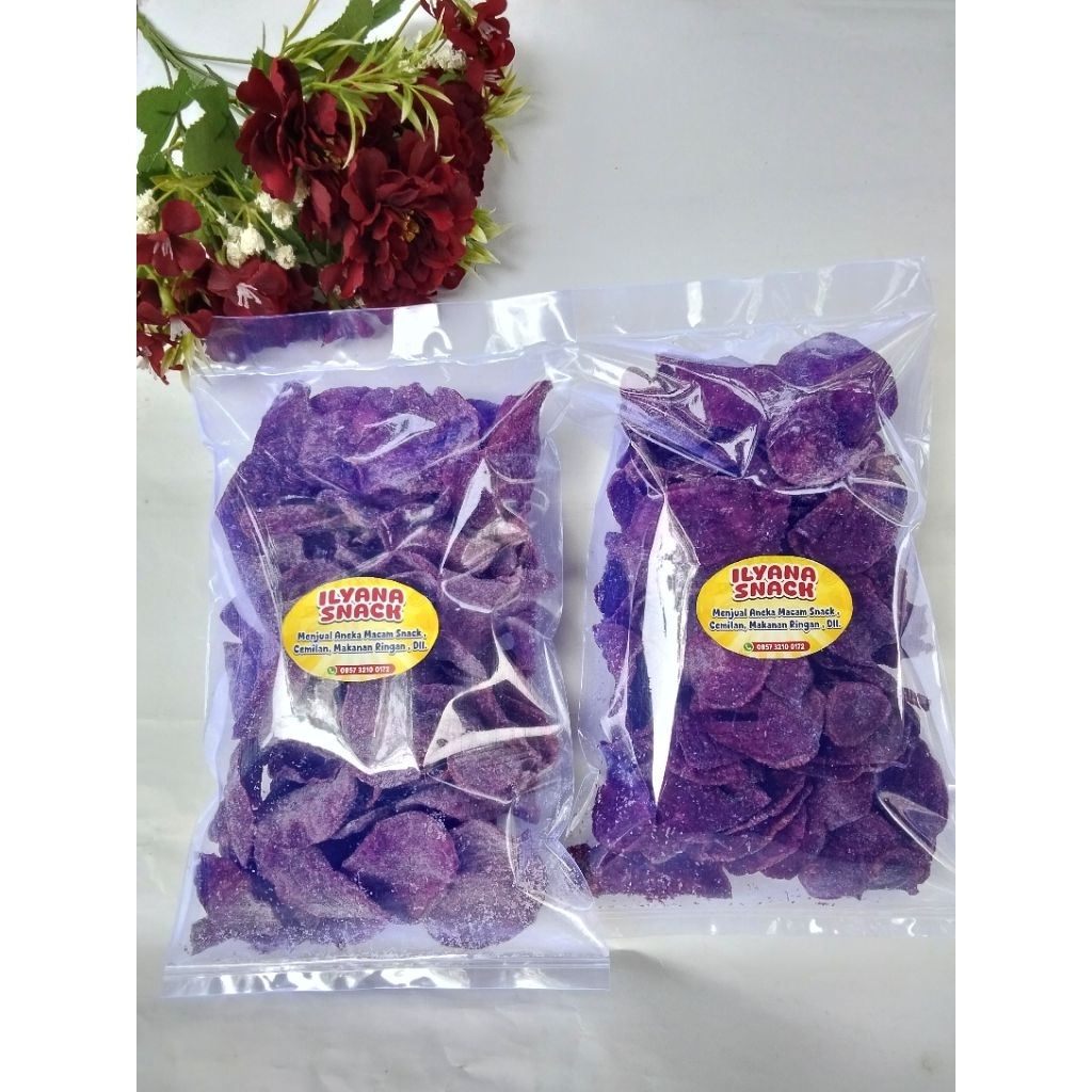 

kripik ubi ungu manis, kripik ubi ungu, kripik manis, berat 200g