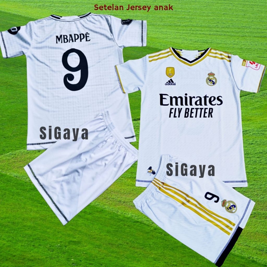 Stelan Jersey Real Madrid Anak 2024 – Baju Bola Kids Fullset Cewek Cowok Adem nyaman
