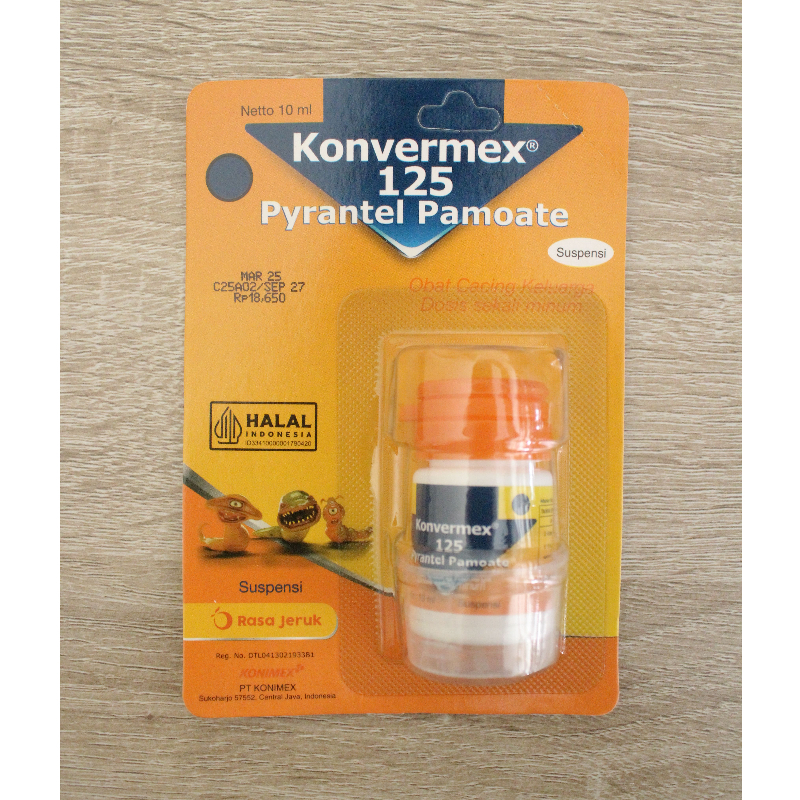Konvermex 125 Pyrantel Pamoate 10ml Untuk Mengatasi Cacingan Rasa Jeruk
