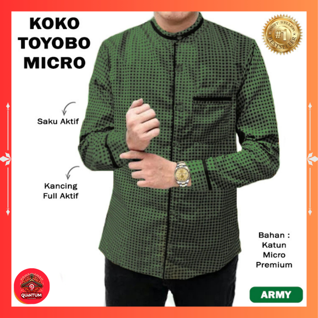 QF - Baju Koko Pria Toyobo Batik & Micro Katun Premium Lengan Panjang – Kemeja Koko Modern