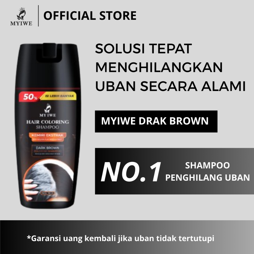 Myiwe Crown Care Hair Coloring Shampoo Dark Brown Penghilang Uban Warna Coklat Tua