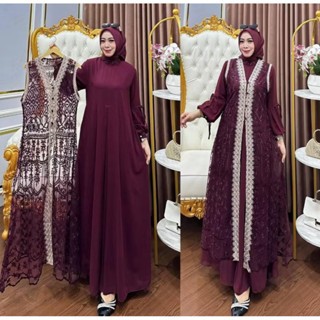 NAURA DRESS GAMIS CERUTY BABYDOLL MIX BRUKAT RENDA TERBARU GAMIS KONDANGAN PESTA ELEGAN