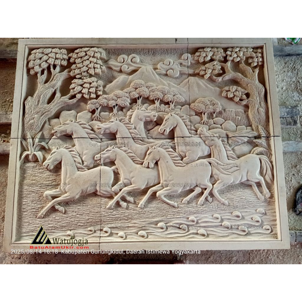 Relief Batu Alam | Ukiran Dinding Rumah | Dekorasi Rumah Batu Alam Paras  Putih | Ukiran Batu Alam J