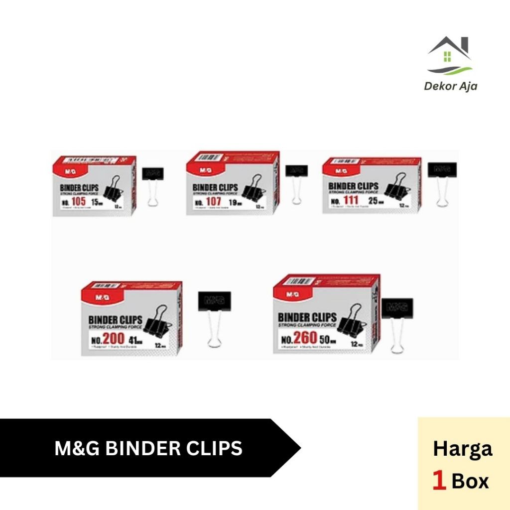 

[1BOX] M&G Binder Clips Penjepit Kertas Klip Dokumen File 1 Box Isi 12Pcs