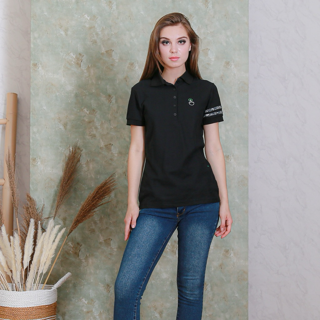 ENLOGY x ALINSKIE BROTHERS POLO SHIRT BATIK INDONESIAN PRIDE - BLACK | Kaos Polo Batik Wanita Peremp