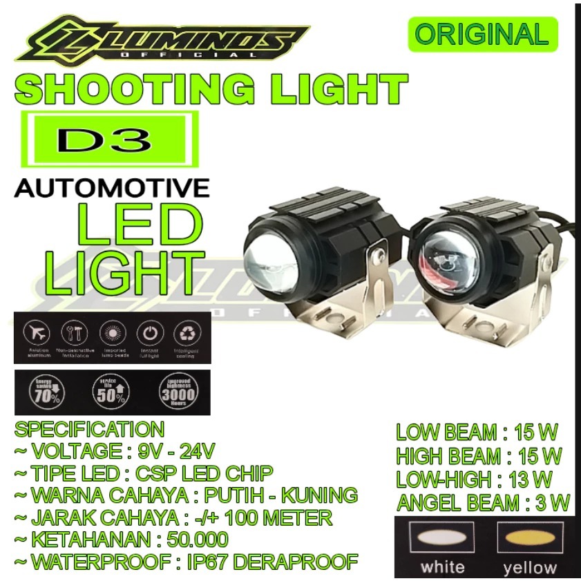 Lampu Tembak Mini D2 Laser luminos Lampu Sorot LED Foglamp Mini Projie Waterproof Yamaha Nmax Old / 