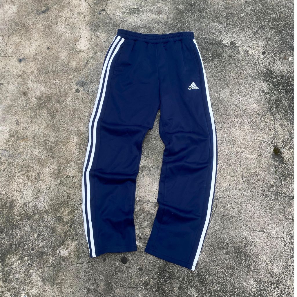 CELANA PANJANG OLAHRAGA PRIA/WANITA ADIDAS CLIMATE NAVY LIST PUTIH MOTIF