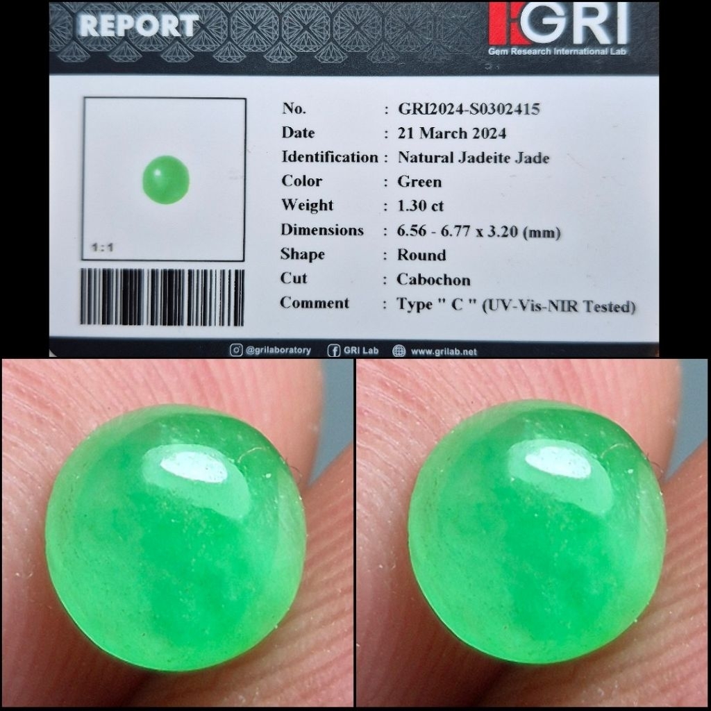 Natural Jadite Jade Giok Burma Mirip Zamrud Emerald Colombia Memo GRI Lab