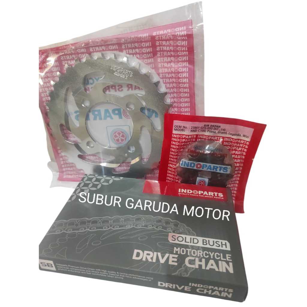 GEAR SET INDOPARTS GRAND PRIMA C100 LEGENDA ASTREA SUPRA X 100 SUPRA FIT LAMA MERK INDOPART ORISINIL