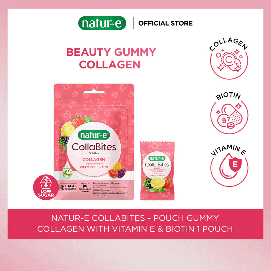 Natur-E CollaBites Pouch Gummy Collagen with Vitamin E & Biotin 1 pouch | Gummies, Kolagen, Biotin, 