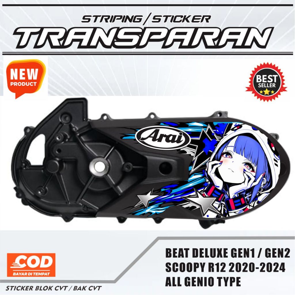 STIKER CVT SCOOPY VARIASI TRANSPARAN MOTIF