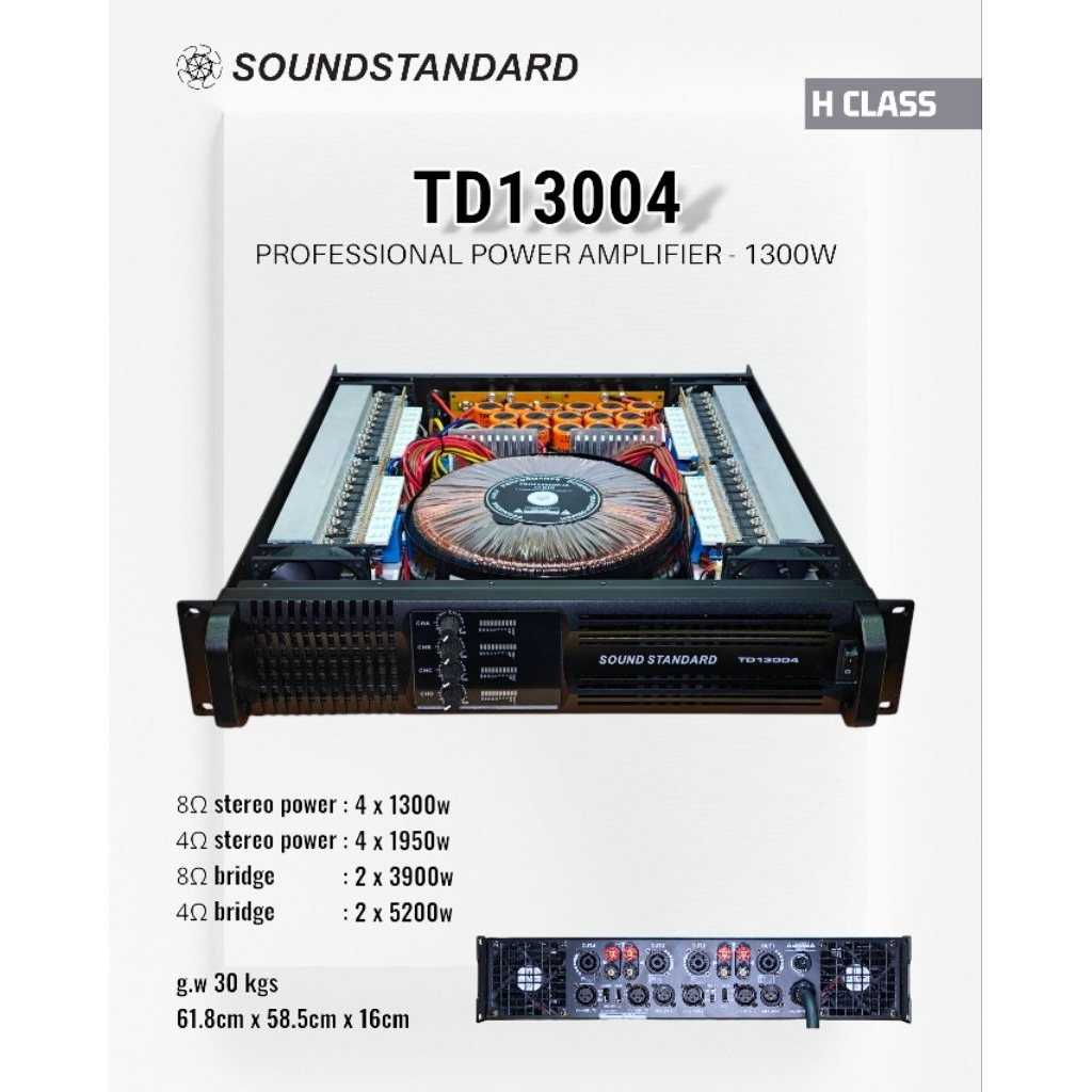 Power Amplifier / Soundstandard TD13004 / Kelas H / 4 Channel / SS TD 13004 4CH 4 Chanel - 1300W