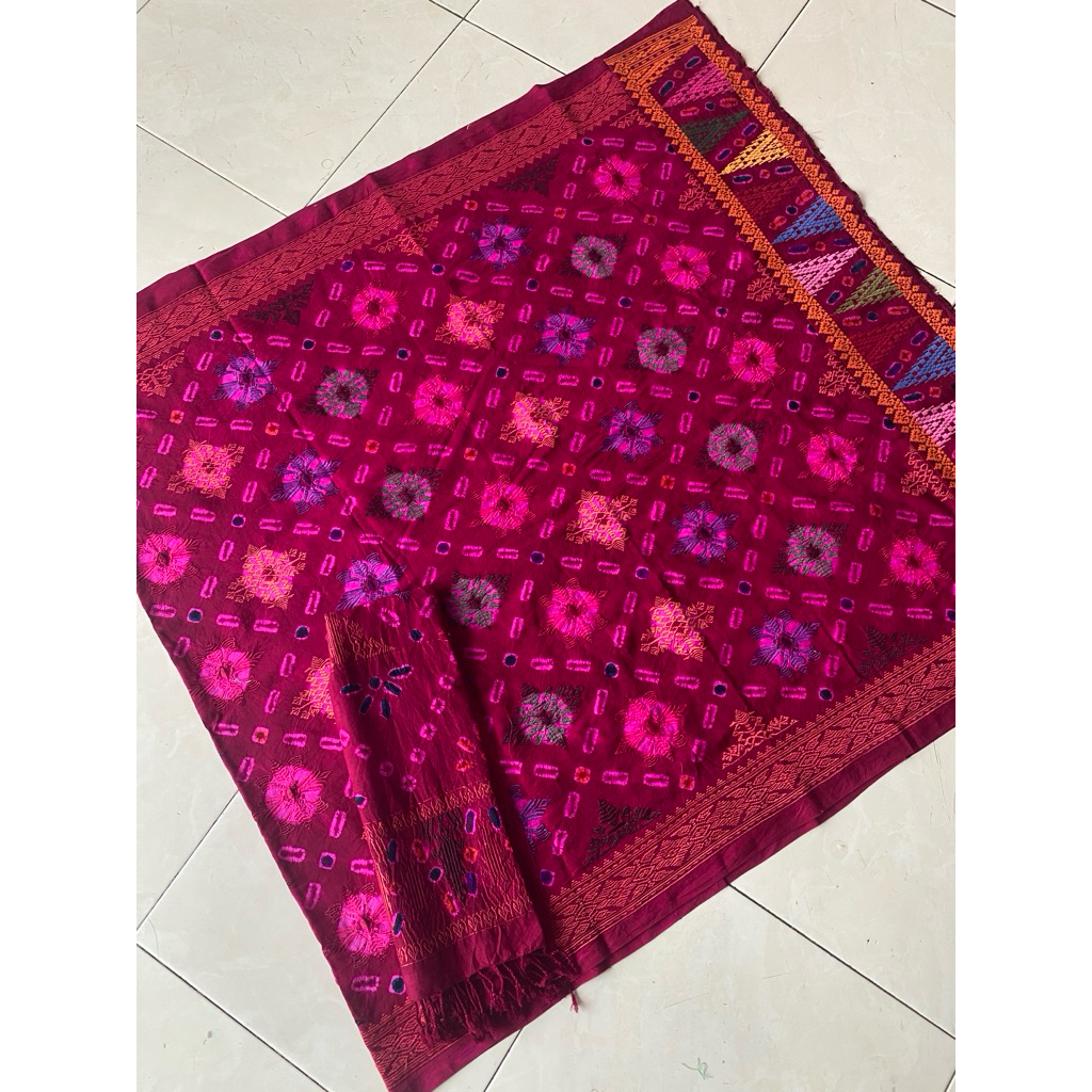 Sutra Jumputan Semi Songket Tumpal Songket