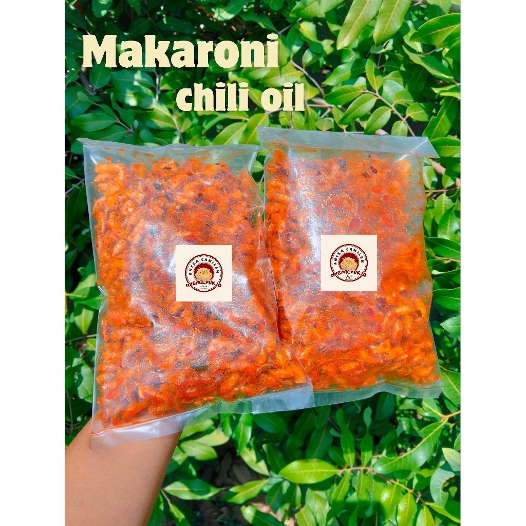 

Makaroni chili oil kemasan 250gr | Camilan pedas & gurih