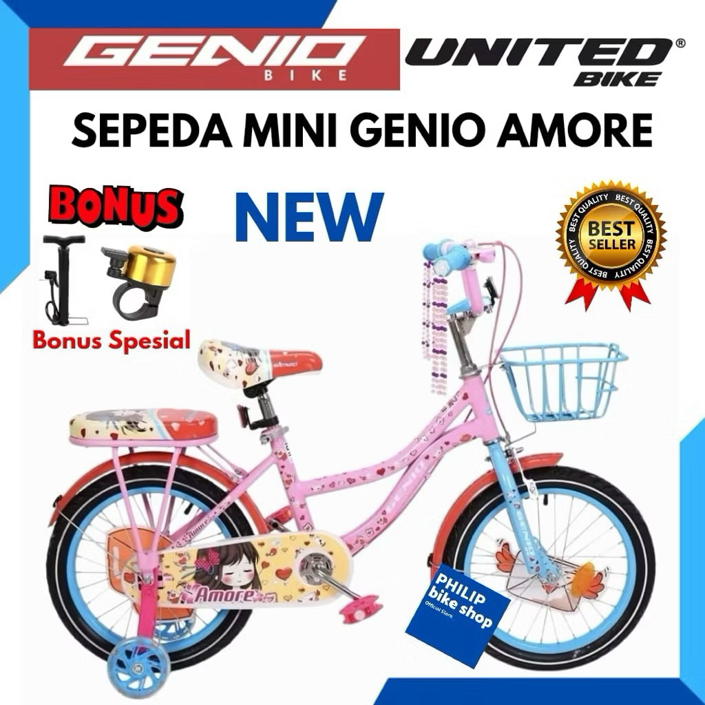 Sepeda Anak Perempuan 16 Mini Genio Amore New