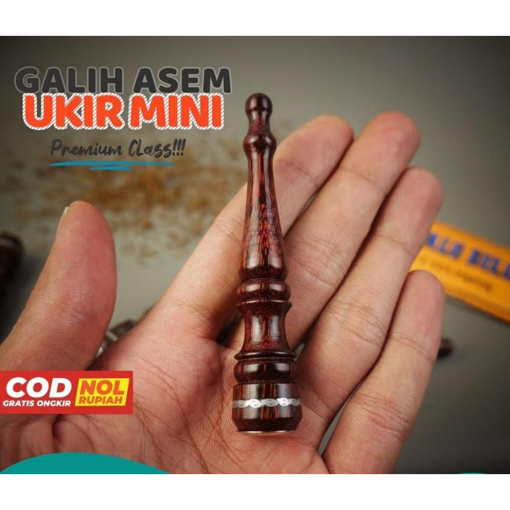 Pipa Once Kayu Galihasem Premium Ukir Panjang 8 cm