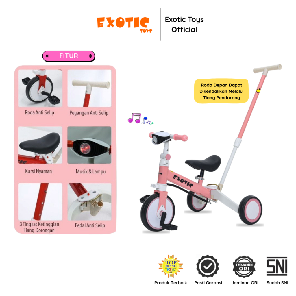 Exotic Toys Sepeda Anak Roda Tiga Multifungsi 4 in 1 Tricycle ET-714