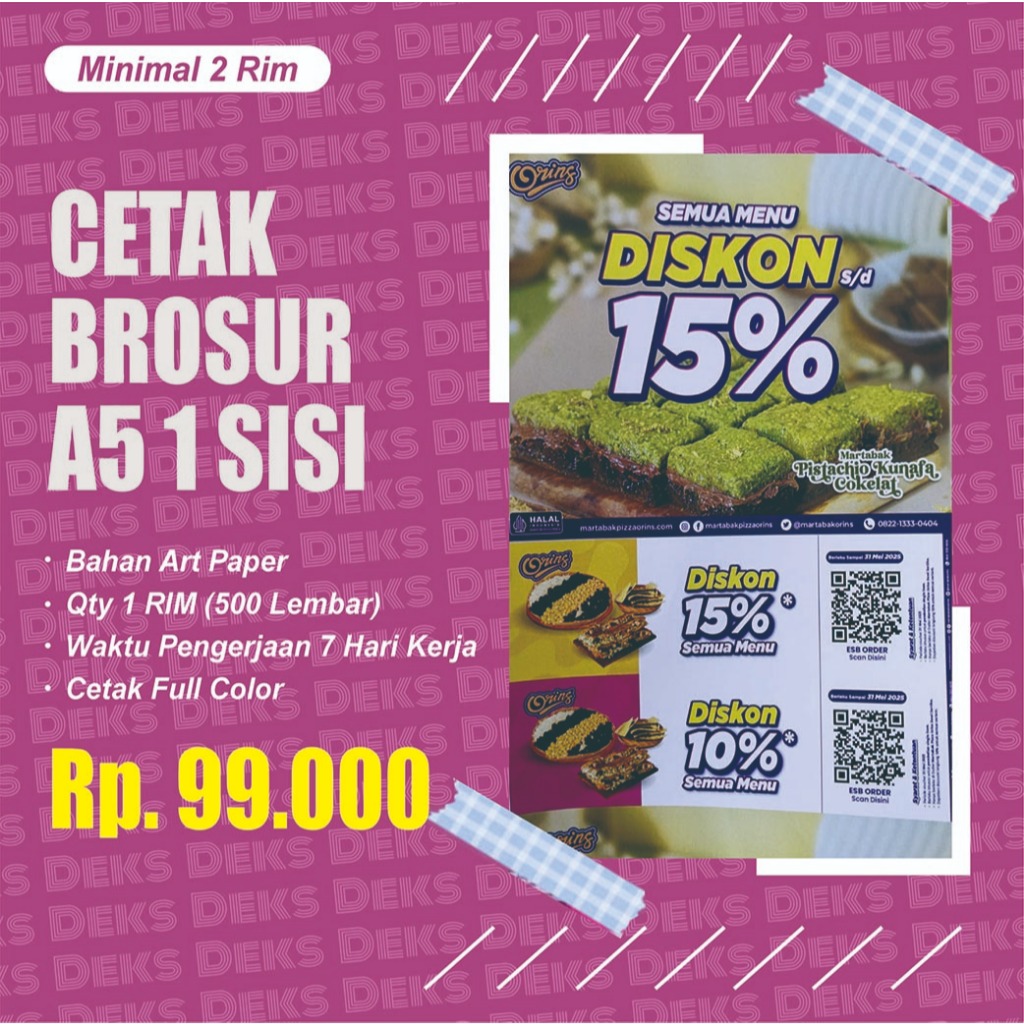 

Cetak Brosur A5 (1 Sisi) 2 Rim | Art Paper 120 gr TERMURAH custom design