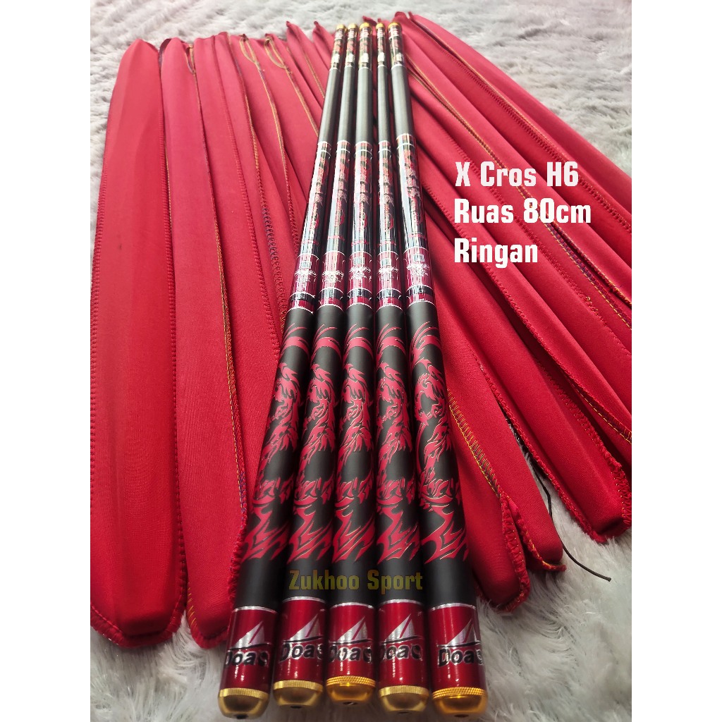 Tegek Xcros Joran Pancing Ruas Pendek 80cm Ringan H6 360 450 540 630